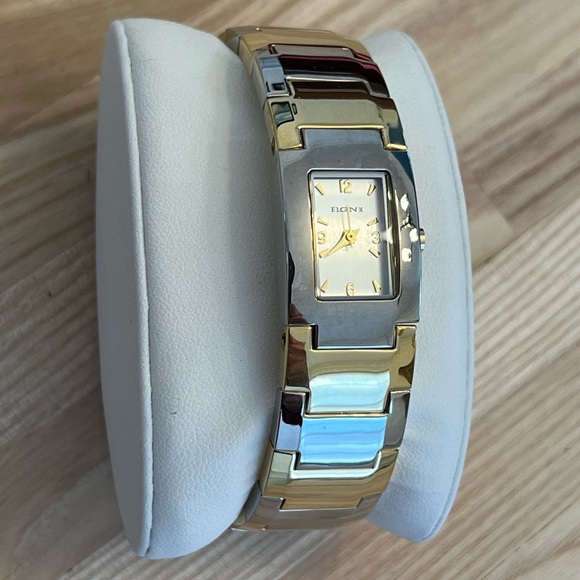 Elgin II Ladies Watch Gold Silver Tone Cuff Bracelet Silver Dial Gorgeous main image 10